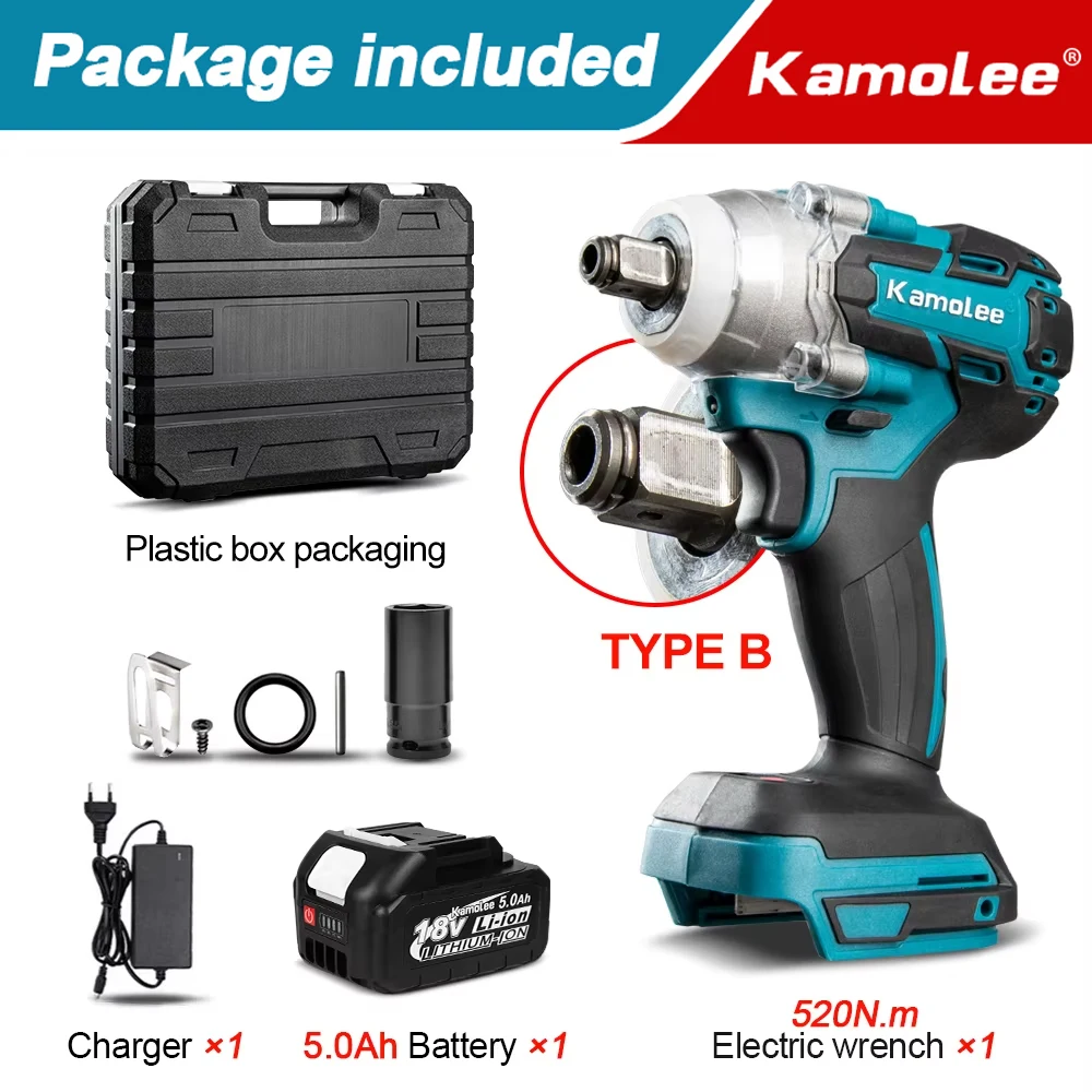 Kamolee DTW285 Аккумуляторный ударный гайковерт 520 Нм