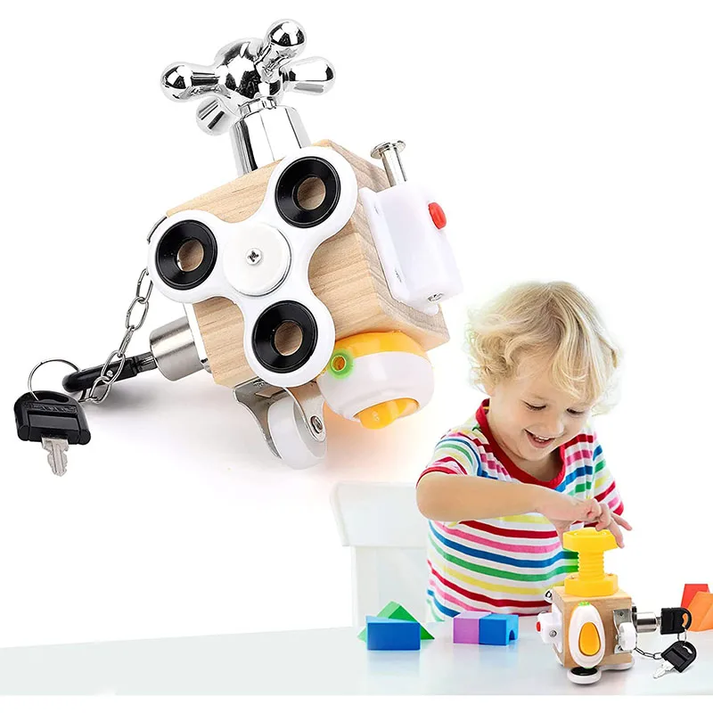 

Занятый куб для детей, детские деревянные сенсорные игрушки, Монтессори, занятые доски для малышей, базовая жизнь, навыки, обучающая игрушка для детей
