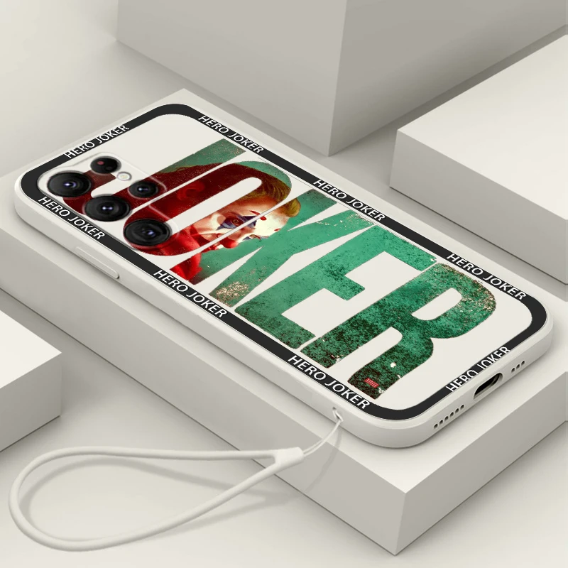 

Luxury Cool Joker Logo Anime Phone Case For Samsung Galaxy S23 S22 S21 S20 FE S10 Plus Lite Ultra 5G Liquid Rope Soft TPU Cover