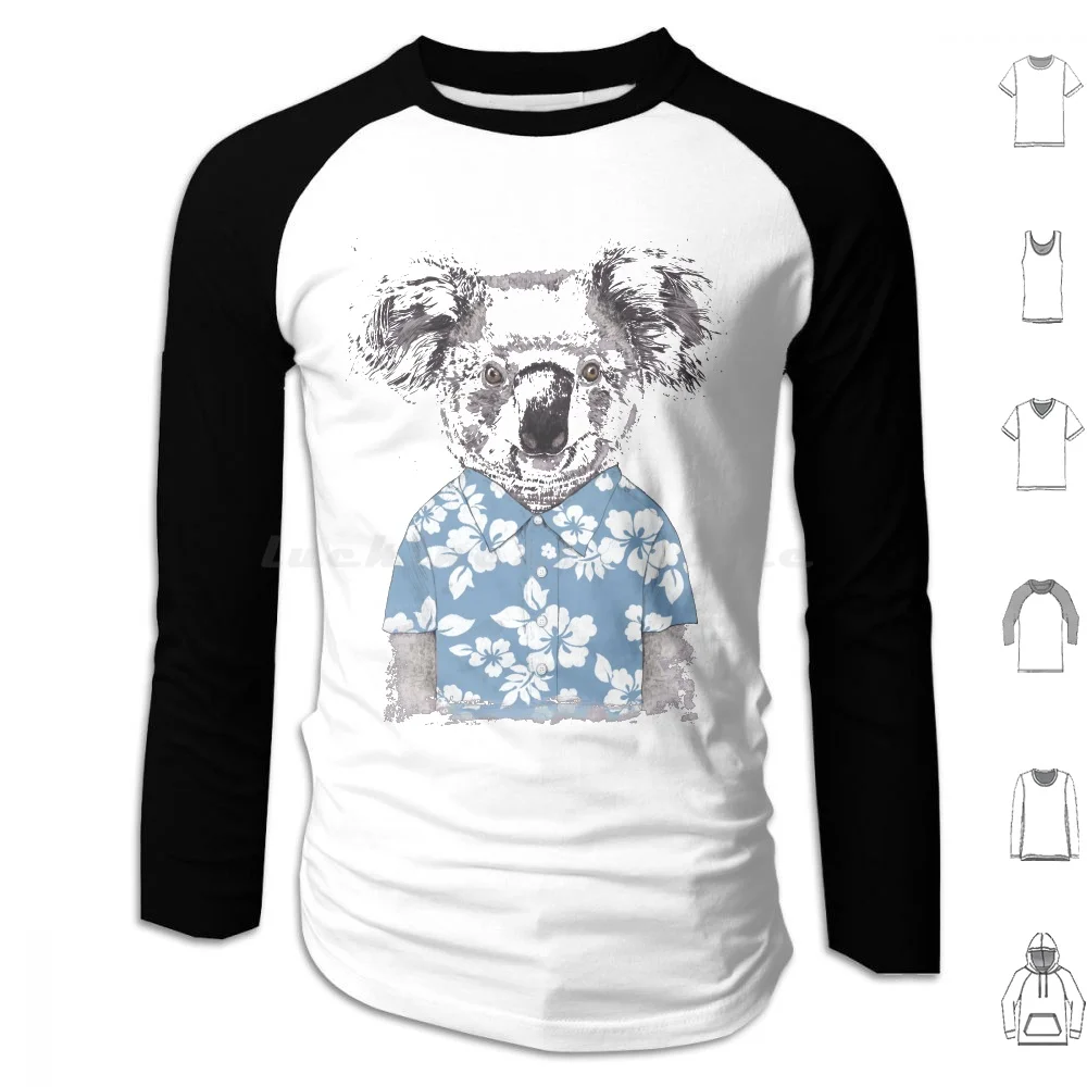 

Summer Koala ( Blue ) Hoodie cotton Long Sleeve Koala Bear Animal Floral Pattern Flowers Summer Spring Humor Funny Balazs