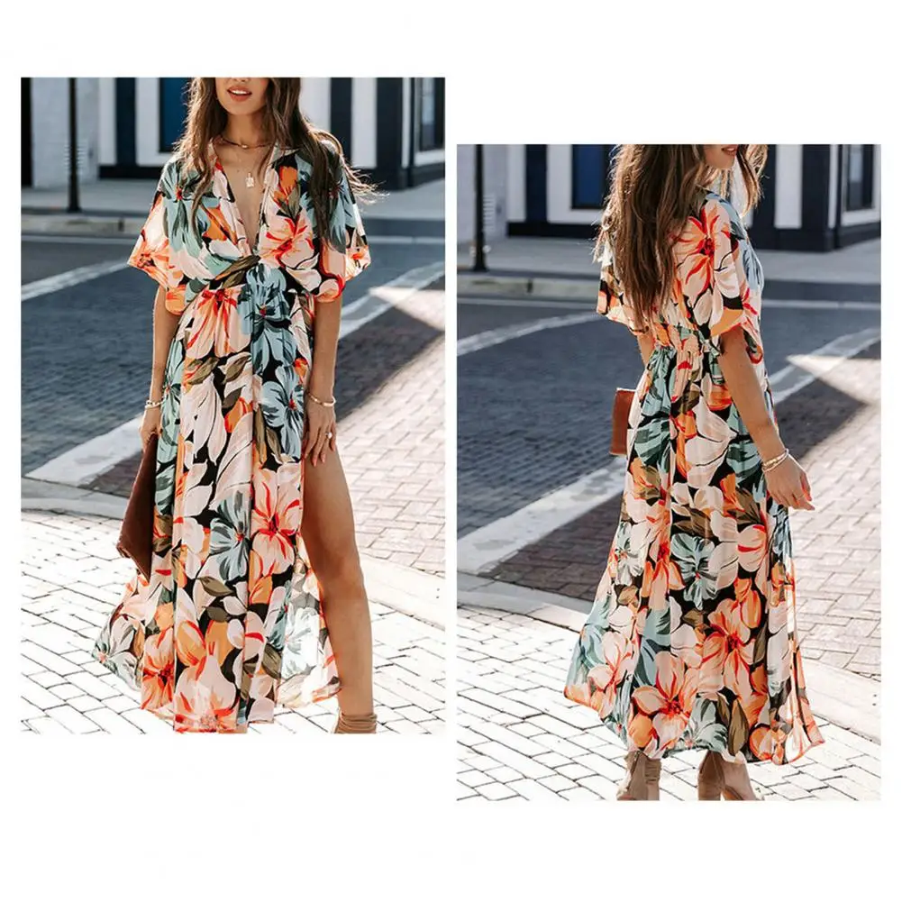 

Beach Dress High Waist Women Party Dress Tropical Holiday Lady Dress