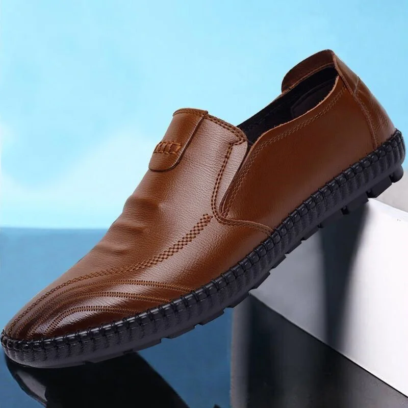 

Artificial Leather Soild Color Loafers for Men Slip on Business Casual Shoes Classic Soft Leather Hombre Breathable Men Shoes