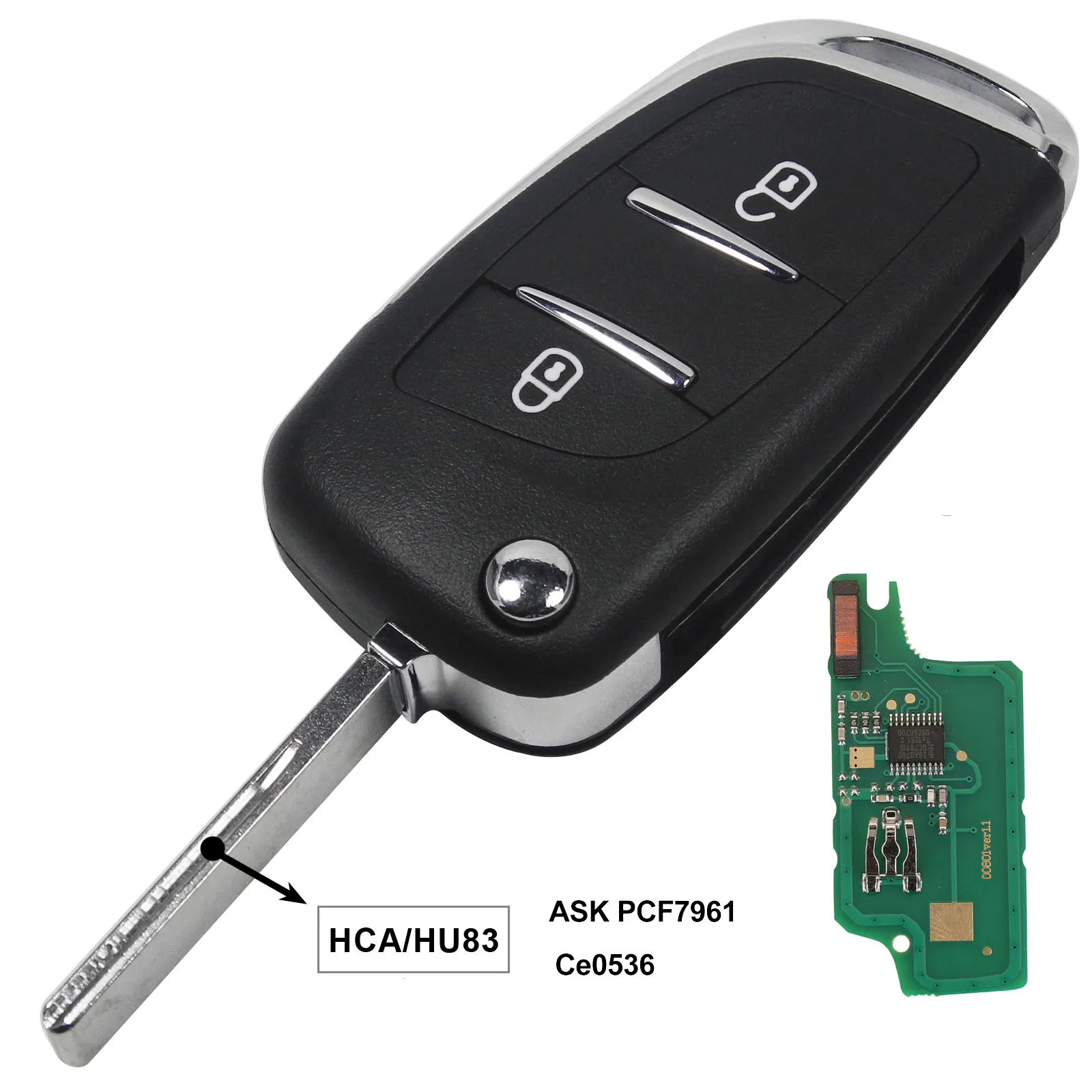 

Jingyuqin CE0536 ASK/FSK модифицированный откидной дистанционный ключ от машины для Citroen PICASSO C2 C3 C4 C5 C6 C8 VA2/HU83 433 МГц PCF7961 2/3 BTN