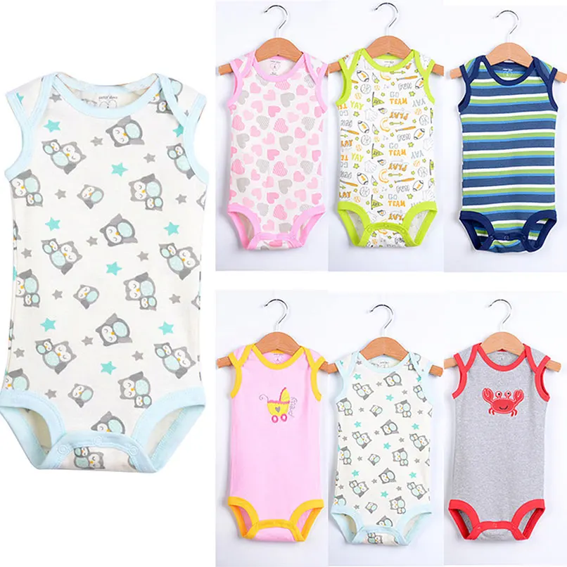 

5pcs Baby Triangle Rompers Summer Clothing Cartoon Sleeveless Romper Infant Newborn Cotton Jumpsuit Climb Clothes Play Mats