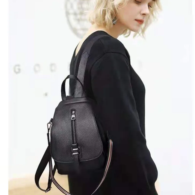 Новинка 2022 женский рюкзак из натуральной кожи модные повседневные Черные сумки