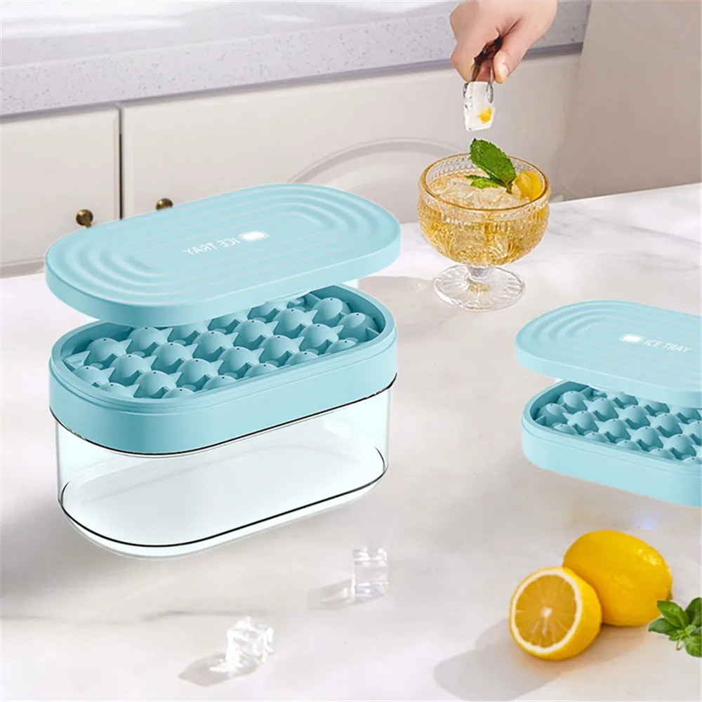 

Cube Storage & Cube Ice Shovel Whiskey Round Ice Cube Coffee Silicone Tray For Tray Ice Freezing Mold With Lid 24 With Grids Box