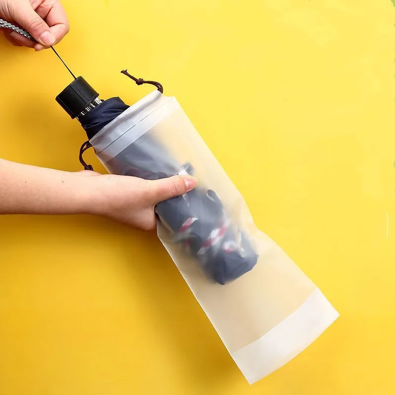 

Многоразовый пластиковый пакет, матовый прозрачный мешок для хранения зонта на шнурке, портативный водонепроницаемый пыленепроницаемый чехол-органайзер для зонта