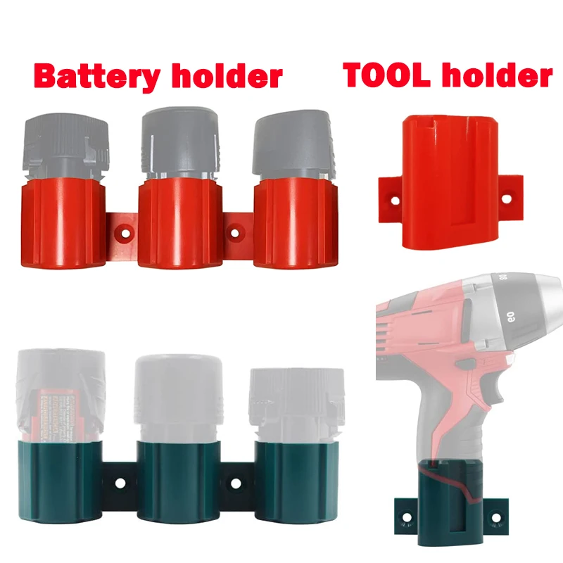 

For Makita for Bosch 10.8V for Milwaukee 12V Battery and Tool Storage Holder Kit Wall Mounted Rack Tools Batteries Fixed Bracket