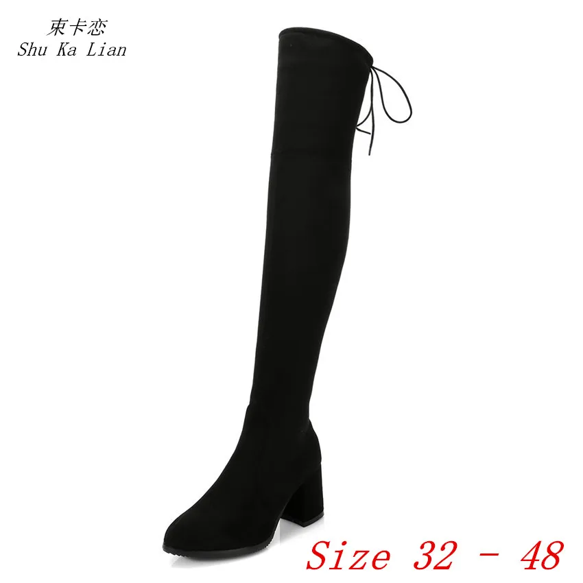 

Spring Autumn Women Over the Knee Boots High Heel Woman Thigh High Boots Small Plus Size 32 33 -40 41 42 43 44 45 46 47 48