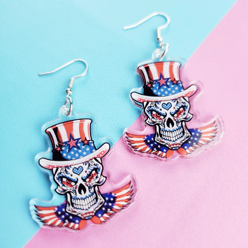 

Novel and Cute Skull Hat Acrylic Earrings Creative Fashion Jewelry Personalized Charm Suitable for Women's Gifts