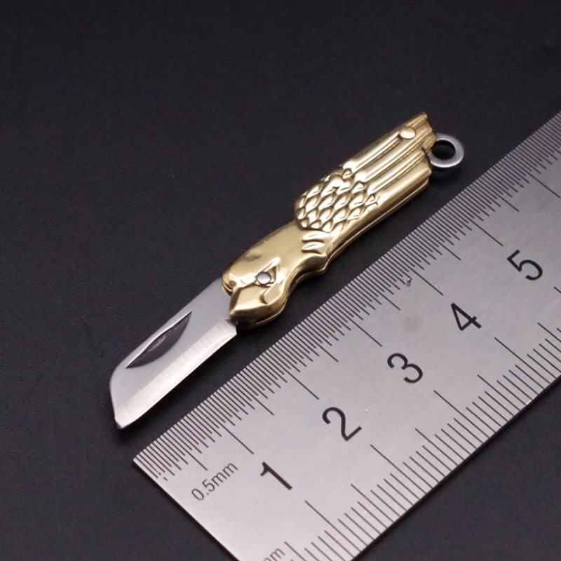

Mini Folding Knife Brass Knife Carrying Mini Pocket Knife, High Hardness, Sharp Edge Quick Unboxing Keychain, Gift Folding Knife