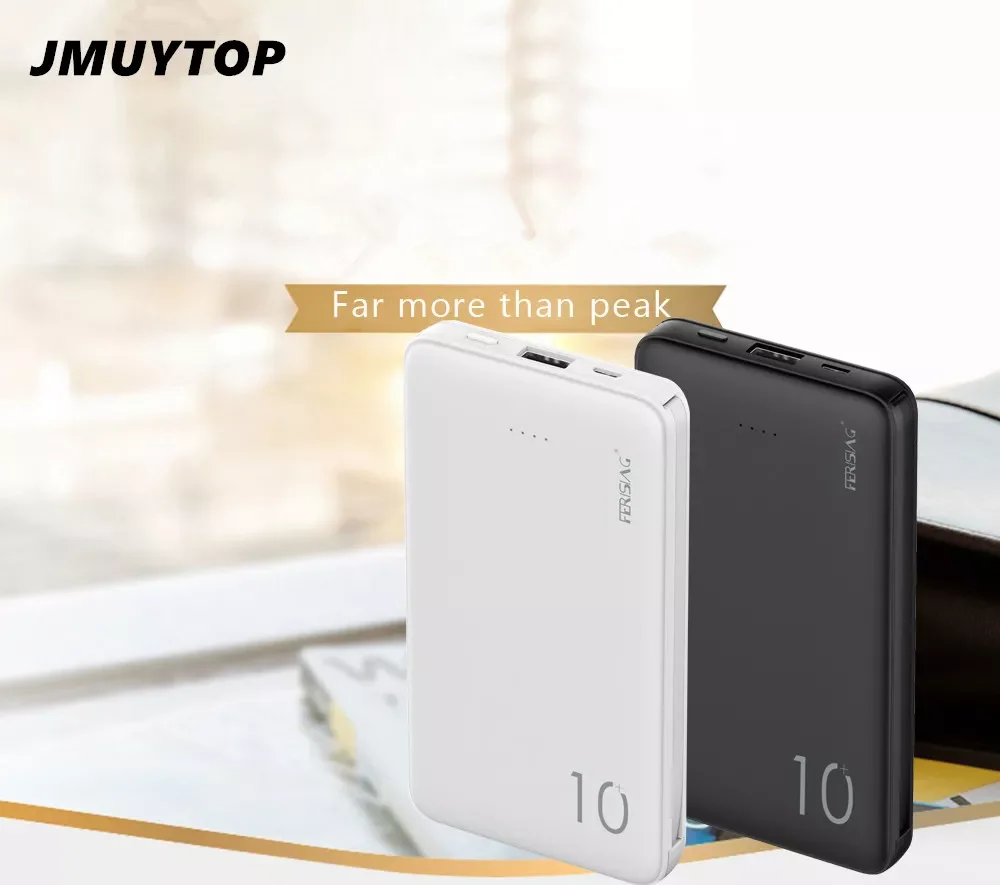 

NEW2023 JMUYTOP Power Bank 10000mAh USB With 3in1 Cable Portable Charger PowerBank External Battery For iPhone