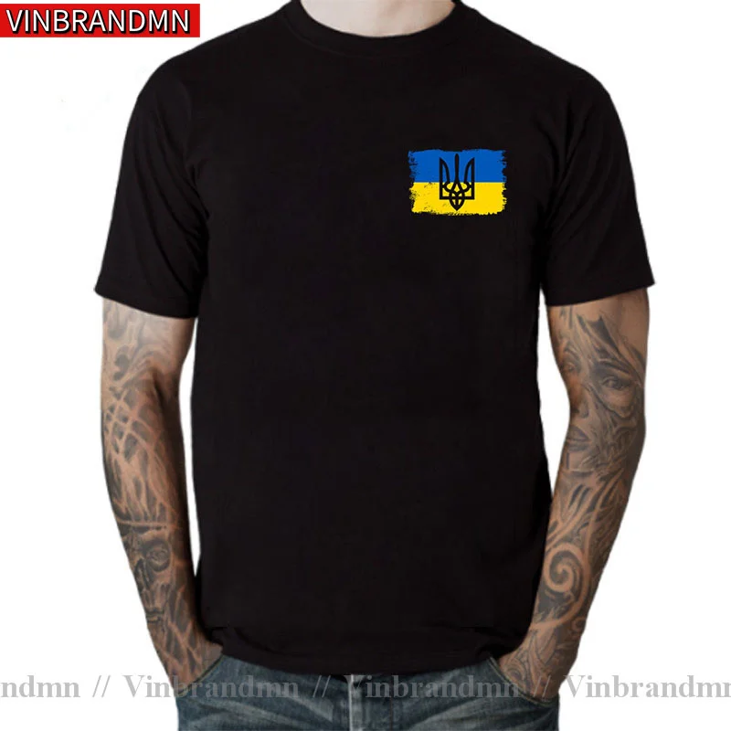 Vintage Ukraine Trident Flag Coat of Arms Military Men T-Shirt Short Sleeve Casual Cotton Summer Ukrainian Zelensky T Shirts Man