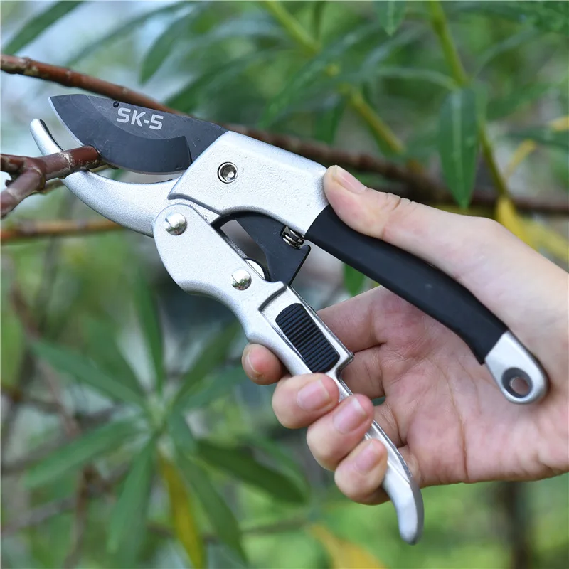 

20cm Ratchet Garden Scissor Hand pruner anvil Branch Shear pruning cut secateur Shrub Orchard tool Plant trim horticulture