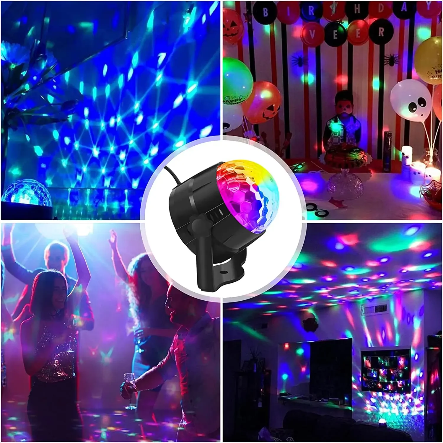 

Party Lights 7Colors USB Disco Magic Ball DJ Stage Light LED RGB 5V Mini Portable Rotating for Birthday Party Home Game Room Bar