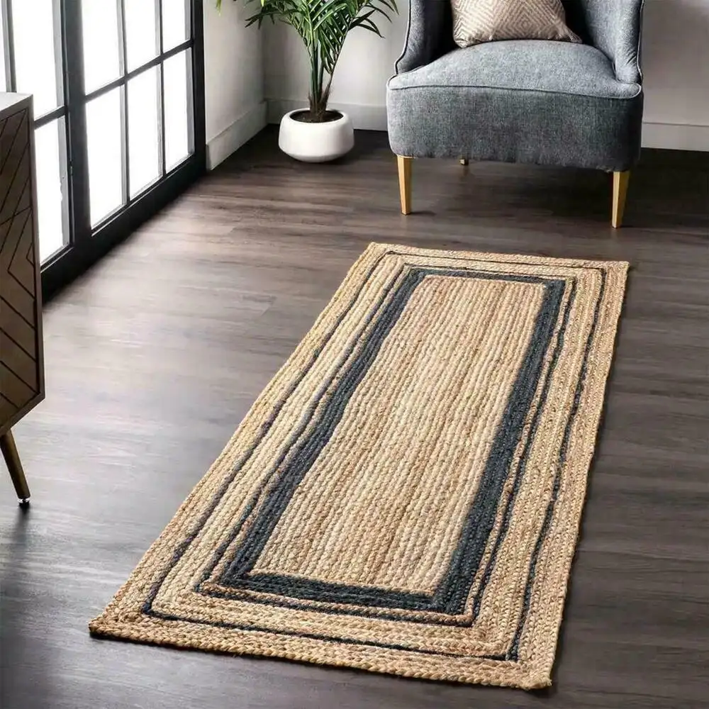 Rug 100% Natural Jute Braided Style Reversible Carpet Modern kitchen Area Rugs- home  carpet  bedroom decor