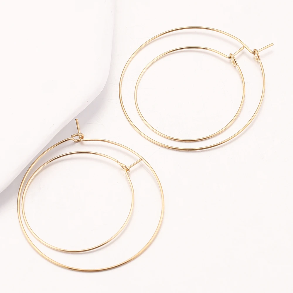 

20pcs 20/30/40mm Gold Big Circle Wire Stainless Steel Hoops Round Earrings Charms Hoop for DIY Jewelry Supplies Making Wholesale