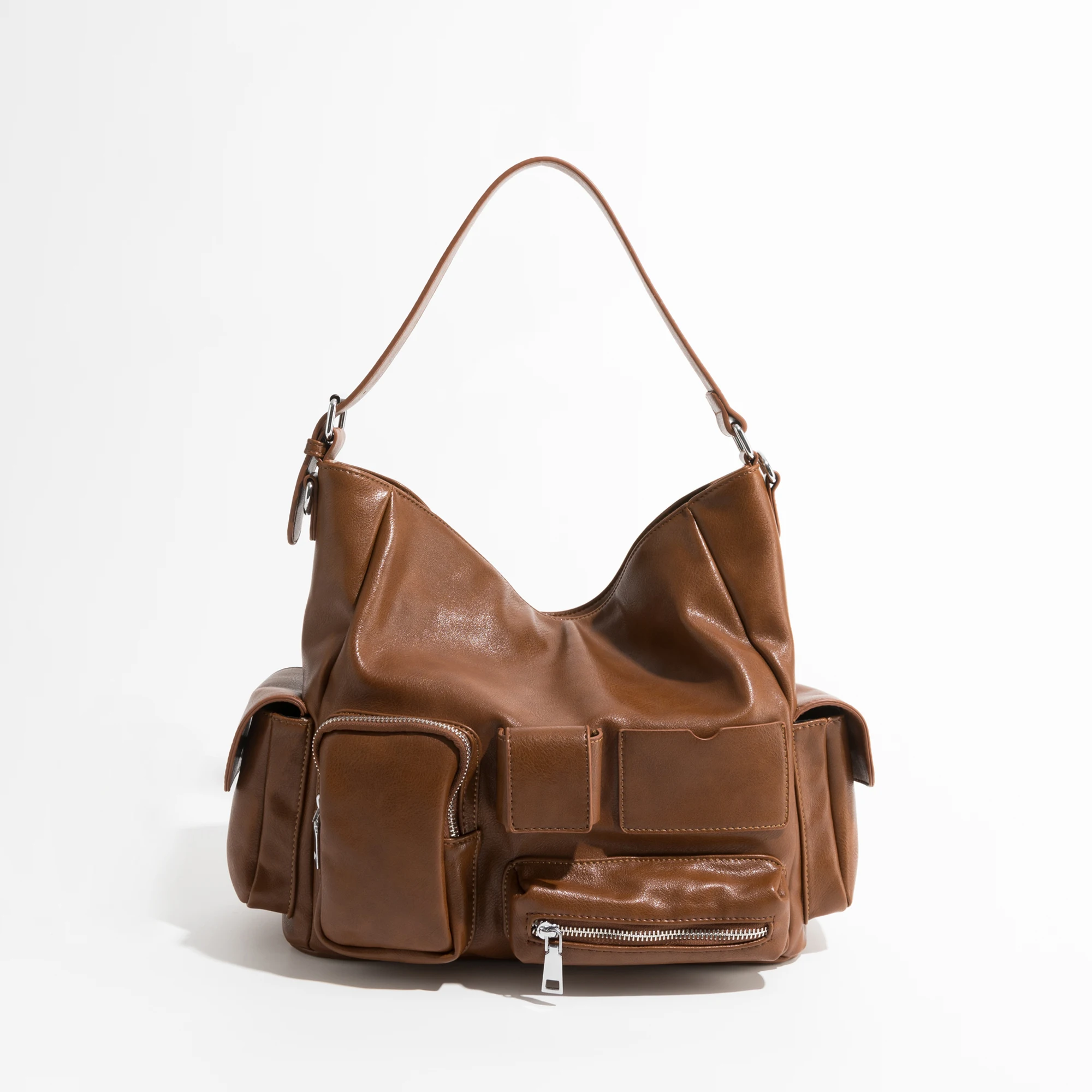 

Vintage Multipockets Women Shoulder Bags Designer Luxury Pu Leather Crossbody Bag Large Capacity Tote Y2K Motorcycle Bag 2023