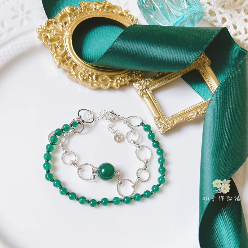 

Original Anime Tears of Themis Vilhelm Green Onyx Bracelet Handmade Double Layer Wristband Hand Chain Cosplay Accessories Gifts