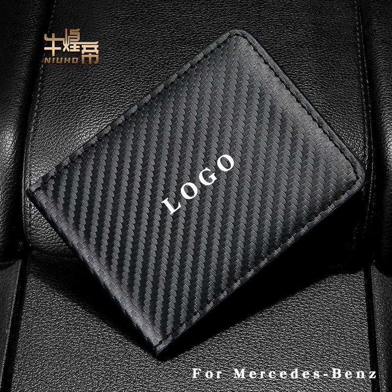 

Car Driving License Bag Carbon Fiber Card Credit Holder Purse Wallet Case For Mercedes-Benz A B C E G W S Class GLE GLC GLB AMG