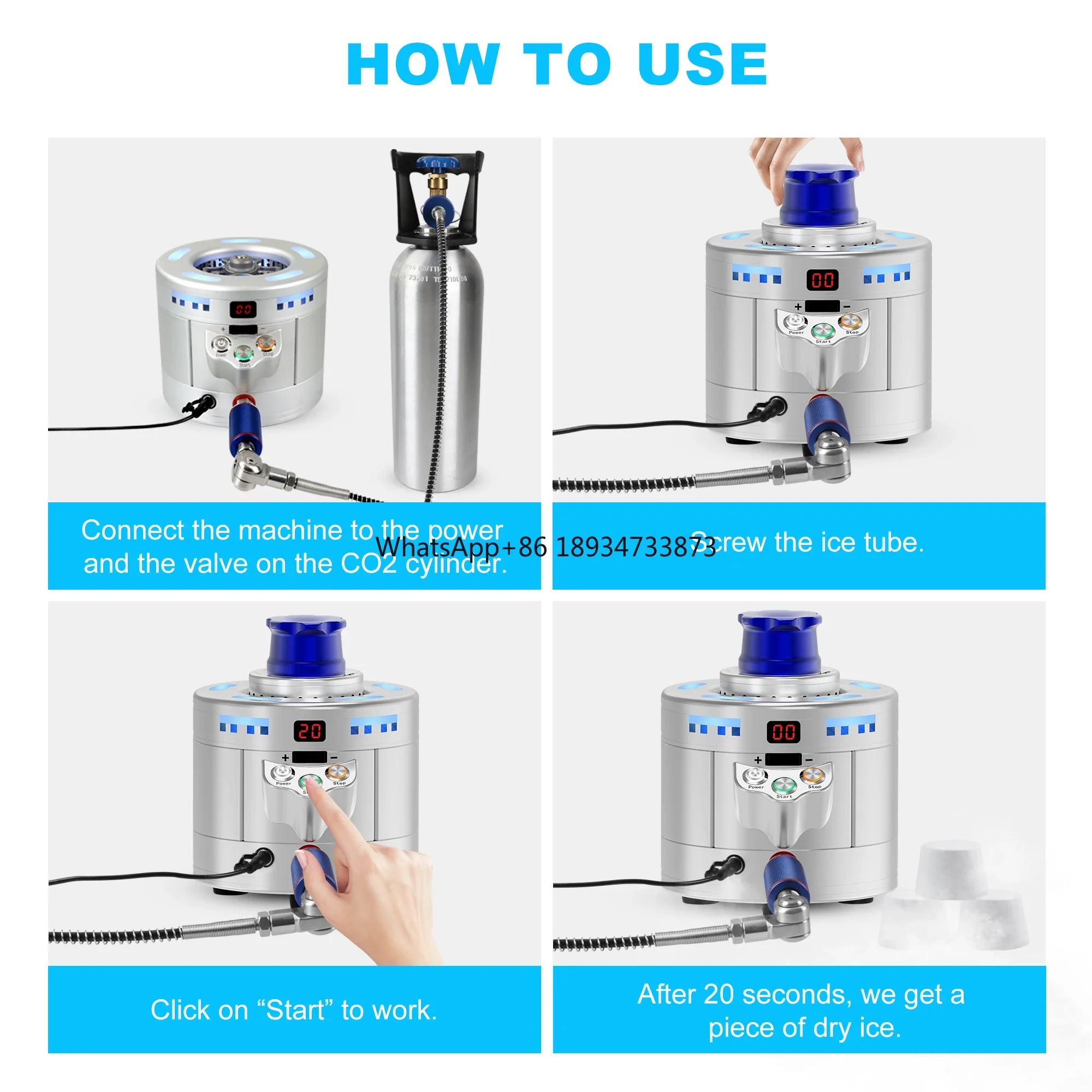 На складе США 100-220 В Коммерческая машина для производства сухого льда CO2 Машина Mark