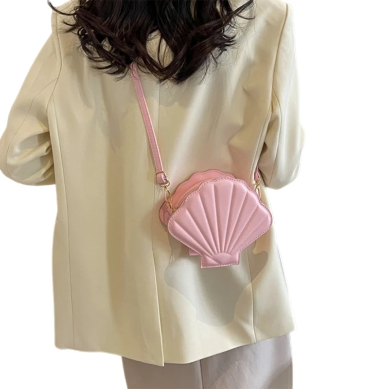 Женская сумка из ракушек искусственной кожи через плечо однотонная E74B