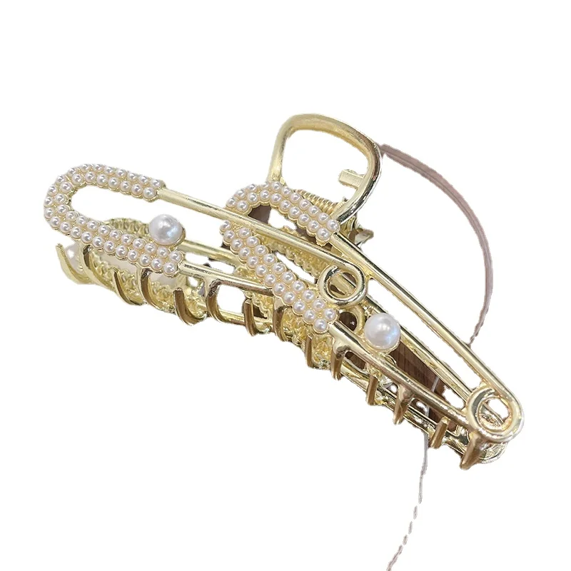 

YY Vintage Barrettes Girl Large Shark Pearl Rhinestone