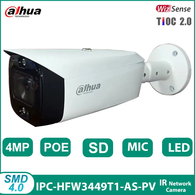 

Dahua Original 4MP IP Camera IPC-HFW3449T1-AS-PV Active Deterrence Fixed-focal Bullet WizSense Network TiOC Camera