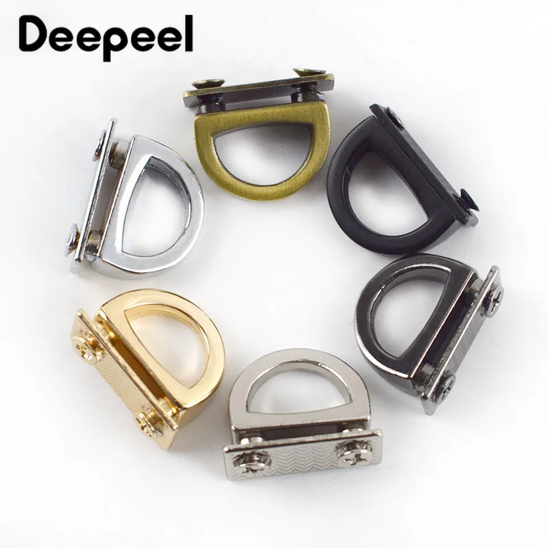 

Deepeel 5pc 14mm Metal D Ring Bag Side Clip Buckles Screw Handbag Chain Hang Buckle DIY Hardware Parts Strap Clasp Accessories