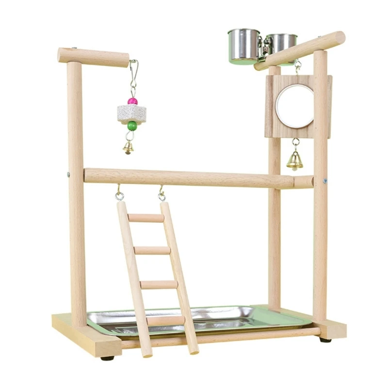 

X6HD Bird Cage Playing Stand Toy Mirror Chew Toy Ladder Parrots Perch Playstand Activities Center with Feeding Cups