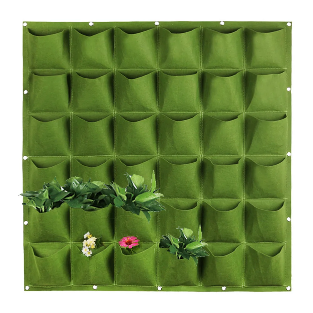 

36 Pockets Vertical Wall-mounted Planting Bags Non-woven Fabrics Hanging Pots Vegetable Bonsai Flower Plant Pot Garden Supply B3