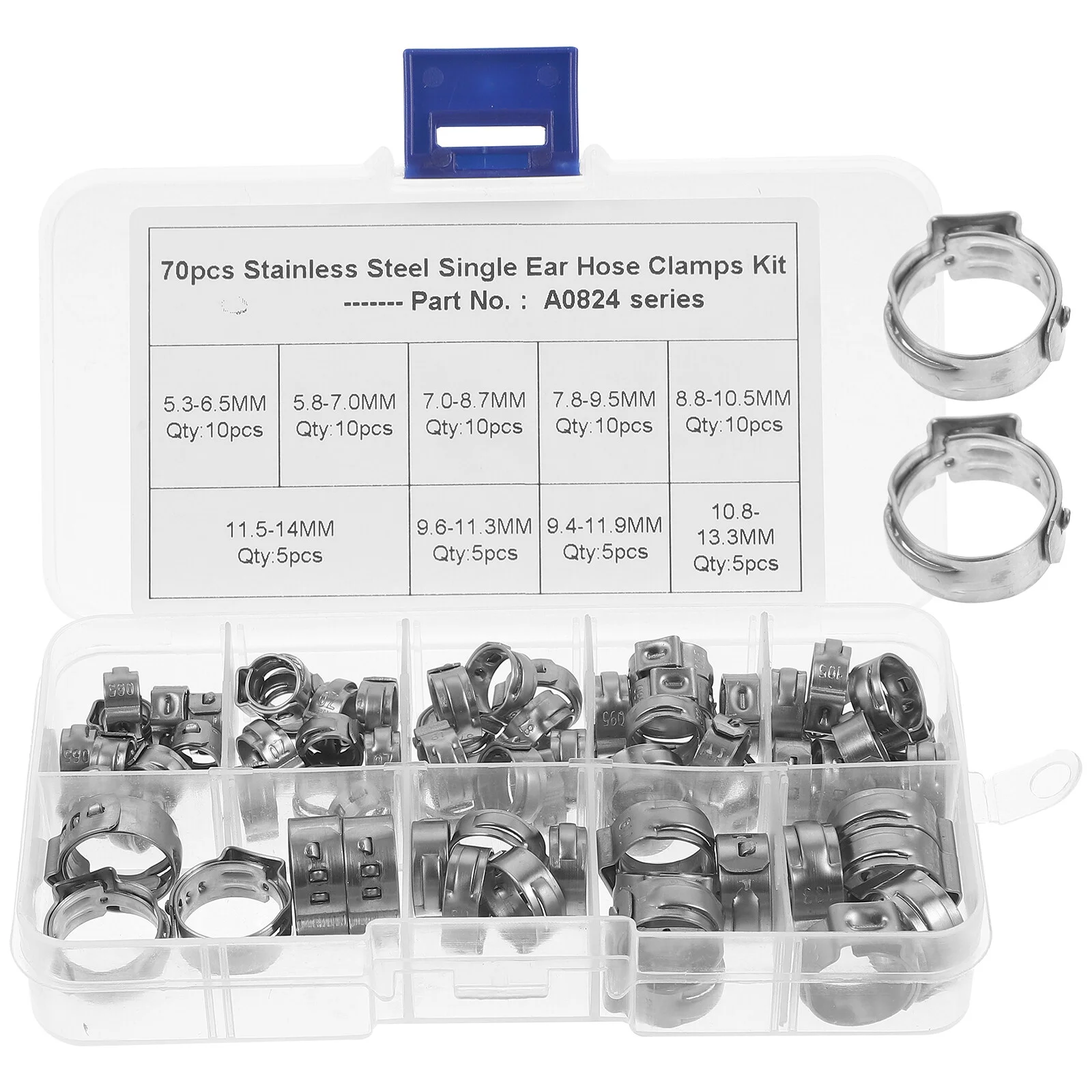 

70 Pcs Pipe Clamping Ring Pex Crimp Water Wire Crimping Tool Clamps Cinch Fuel Line Hose Stainless Steel