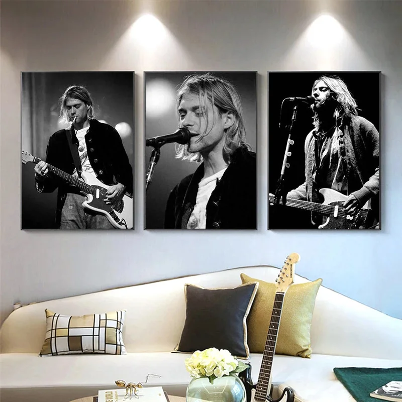 

Kurt Cobain Poster Rock Music Singer Band Wall Art Picture Posters and Prints Canvas Painting for Living Room Home Decoration