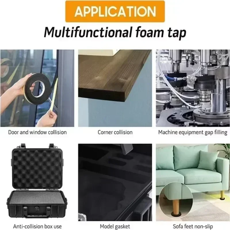 Резиновая самоклеящаяся губчатая уплотнительная лента 20/2 м черная пена EVA