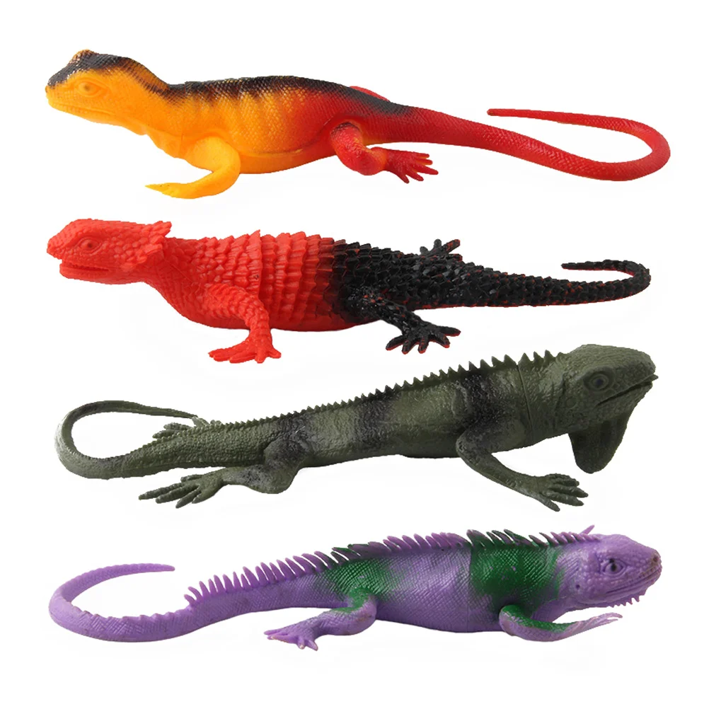 

4 PCS Crawling Toys Chameleon Model Wild Animal Decorate Plastic Simulation Child