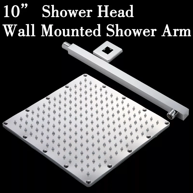 

10 Inch Led Shower Head With Shower Arm. Chuveiro Led.25 CM * 25 CM Water Power. Bathroom 3 Colors Change Led Showerhead.