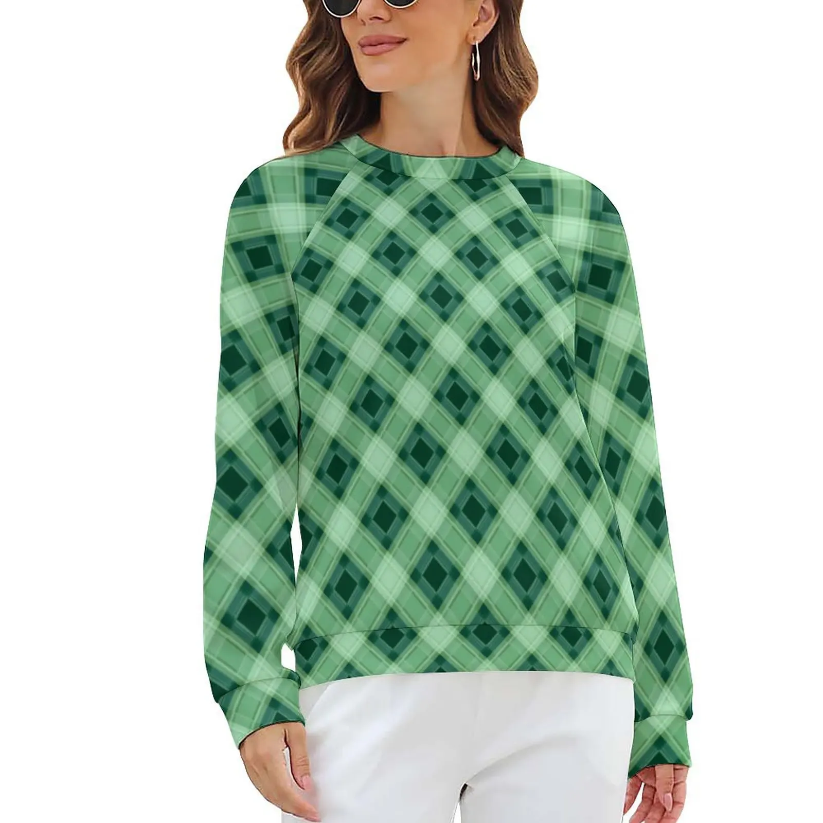 

Abstract Geometry Hoodies Women Checkered Plaid Street Style Casual Hoodie Winter Long-Sleeve Retro Custom Sweatshirts 2XL 3XL