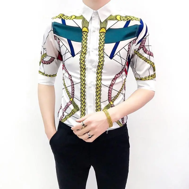 

2022 summer thin Korean stylist shirt seven-point sleeve handsome slim shirt fashion jacket