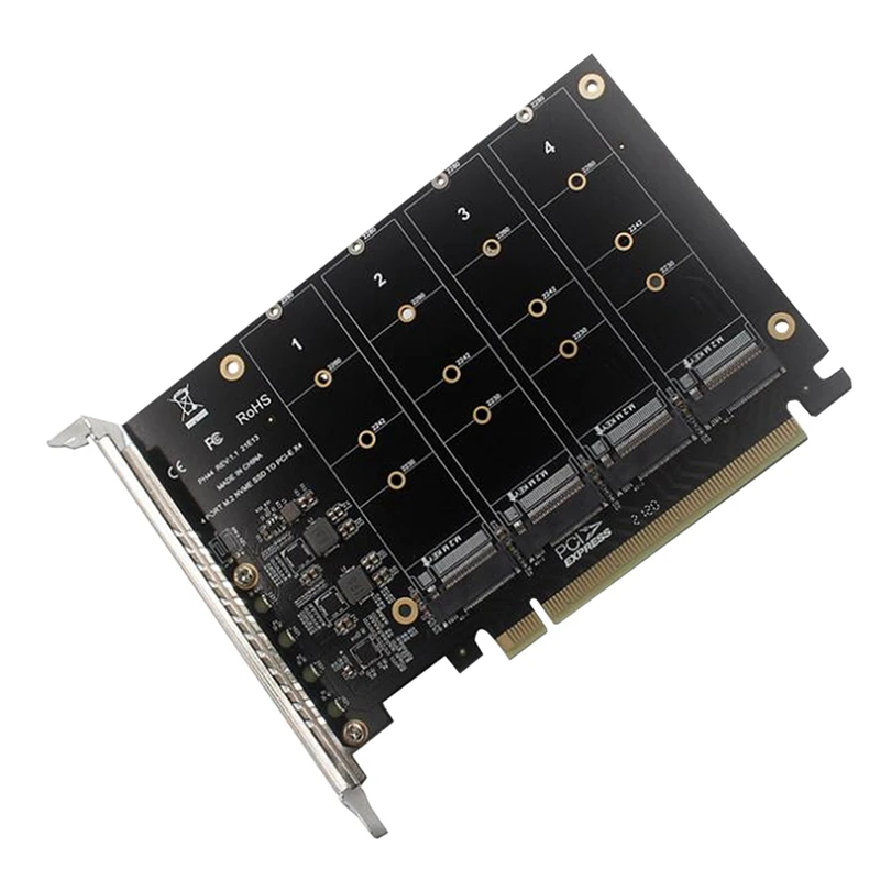 

PCIE 4-Port M.2 NVEM SSD Плата расширения для компьютера материнская плата твердотельный накопитель карта расширения