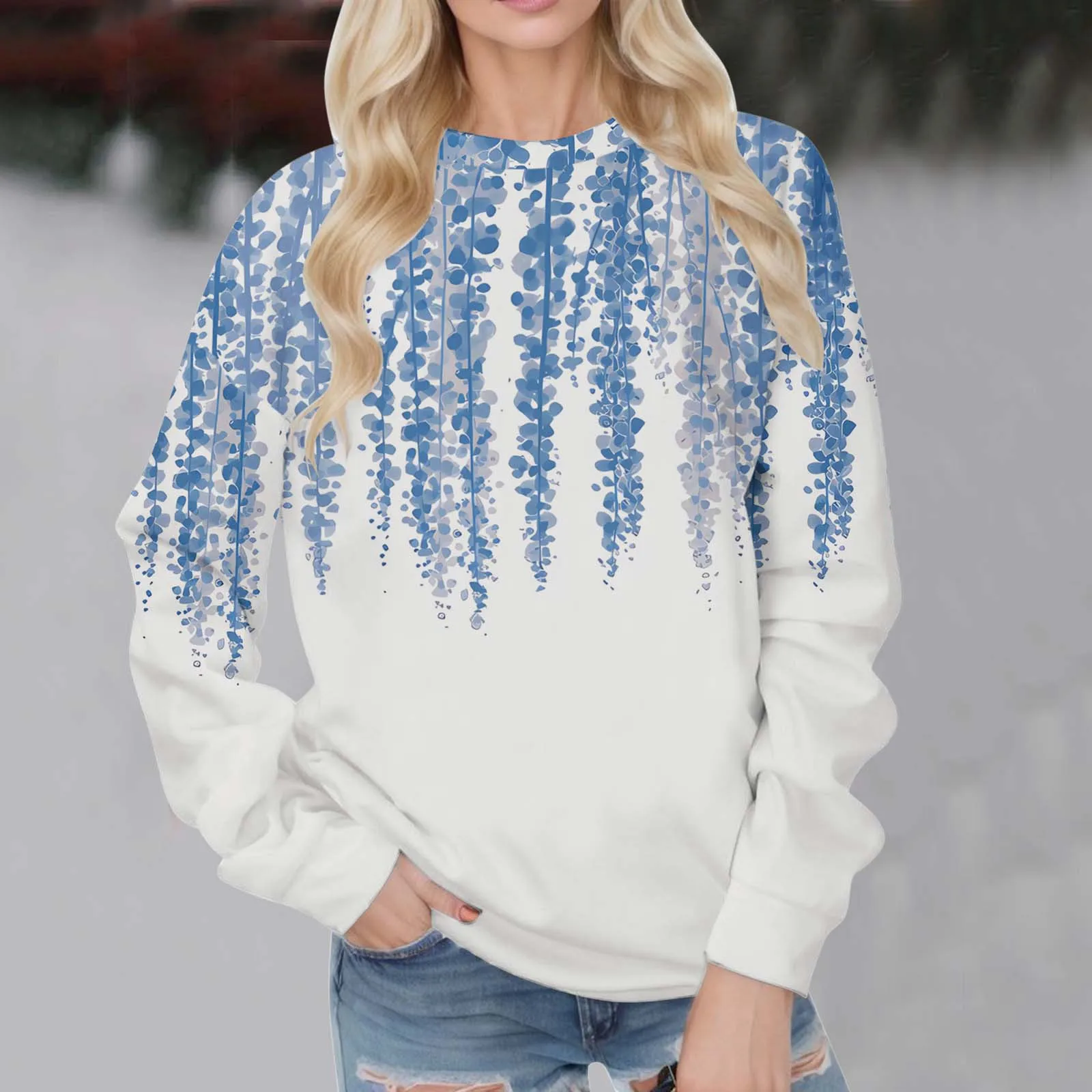 

Drawstring Long Sleeve Sweatshirt Women'S Leaf Graphic Print Vintage Drop Shoulder Hoodies Pullover Sweater Female Hoody Shirt
