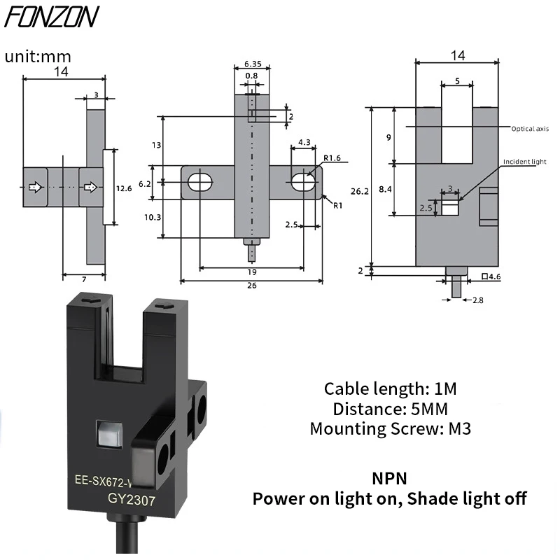 Фотоэлектрический переключатель U-типа  EE-SX671-WR EE-SX672-WR EE-SX673-WR EE-SX674-WR
