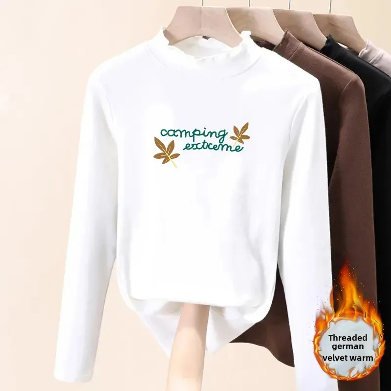 Женская футболка-поло с длинным рукавом принтом