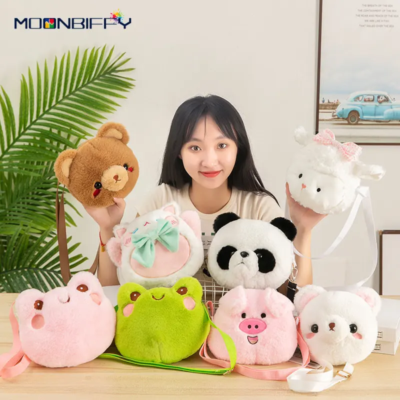 

2022 Funny Frog Girl Shoulder Bag Lady Cute Duck Doll Plush Mobile Phone Bag Women Cartoon Fur Coin Purse Frog Plush Backpacks