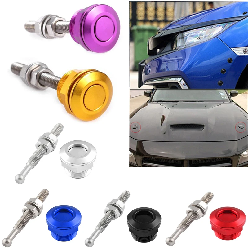 

22mm Universal Style Push Button Billet Hood Lock Clip Kit Quick Release Latch Button Car Pin Bonnet Lock Bumper Clip Latches