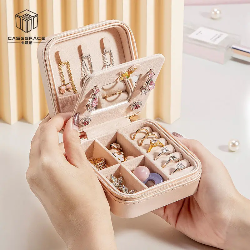 

Travel Jewelry Storage Organizer Candy Color Jewelry Storage Box Portable Jewellery Case Earrings Necklace Ring Display