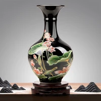 ceramic vases jingdezhen mirrow black glazed lotus pattern vase luxury office home living room decoration flower arrangements