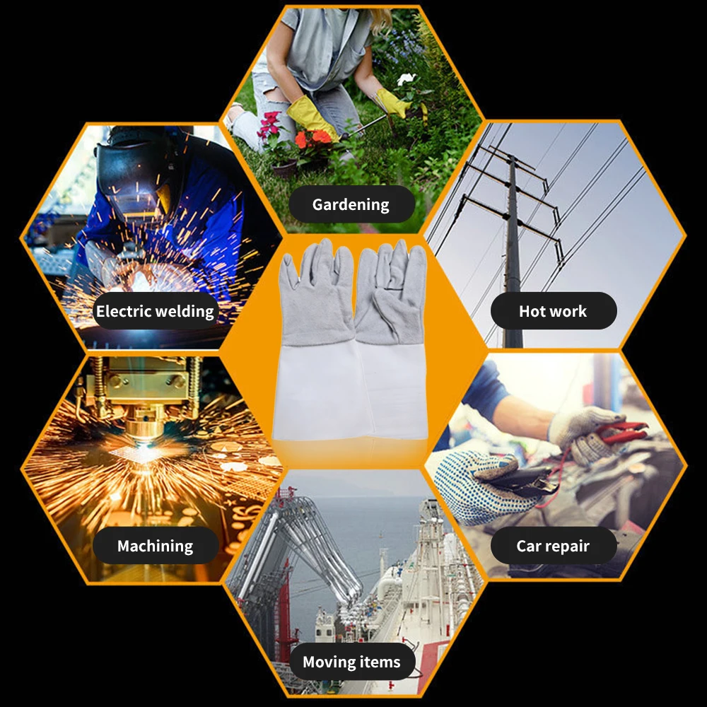 Кожаные перчатки для сварки термостойкие защитные рабочие безопасности