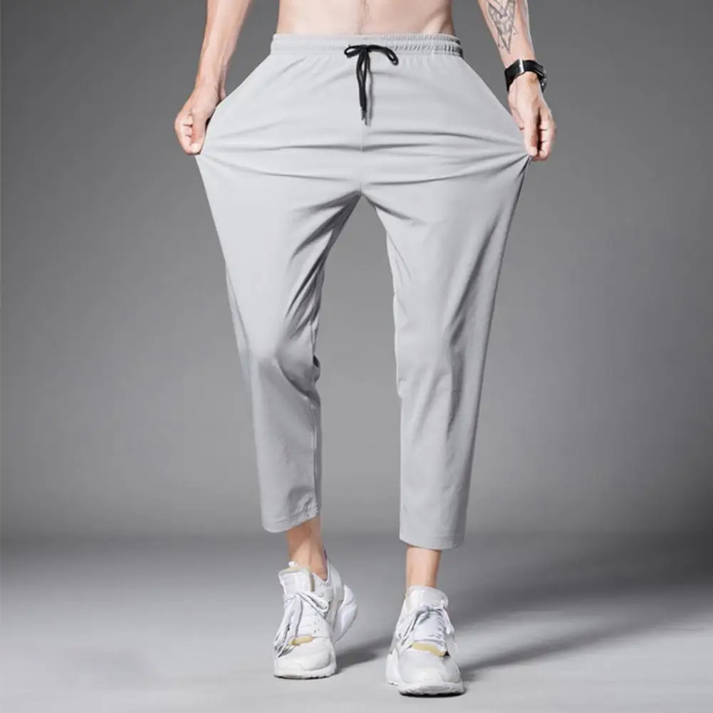 

Trendy Summer Sweatpants Thin Sports Pants Elastic Waistband Casual Work Outdoor Joggers Trousers Sweat Absorbent