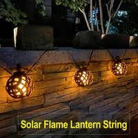solar led flickering flame lantern ball light string outdoor waterproof party yard garden decorative lamp led solar light string