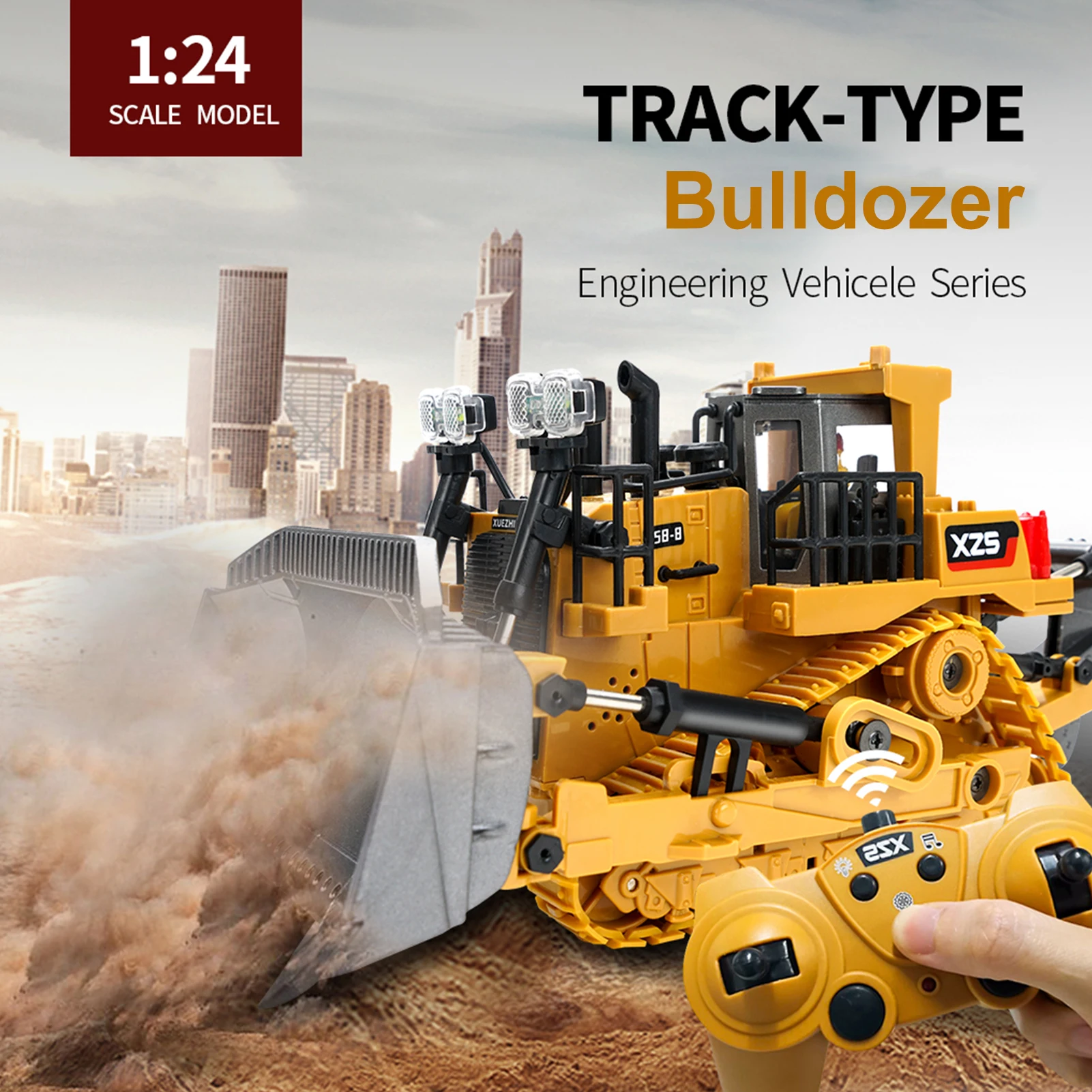 

1: 24 Kids Simulation RC Bulldozer Crawler 9CH Alloy ABS Engineering Vehicle Forklift Excavator Children Boy Toys New Year Gifts